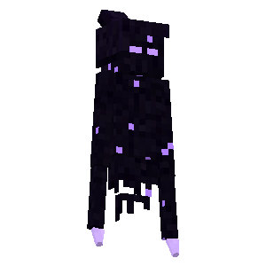 3D render of a tall thin shadowy figure flecked with violet
